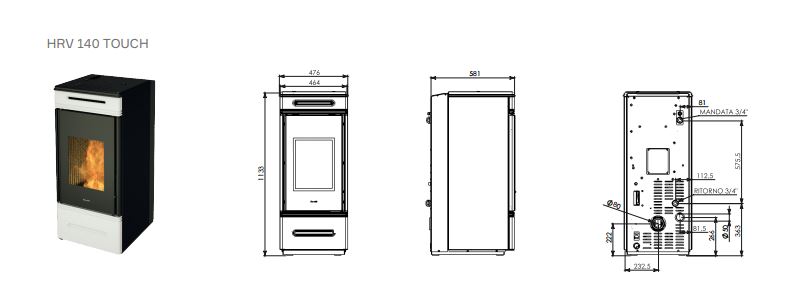 Ravelli - Poêle à Pellets - hydro - HRV 140 Touch