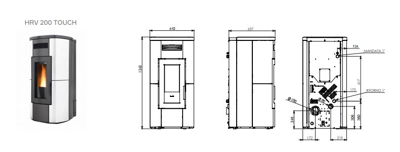 Ravelli - Poêle à Pellets - hydro - HRV 200 Touch